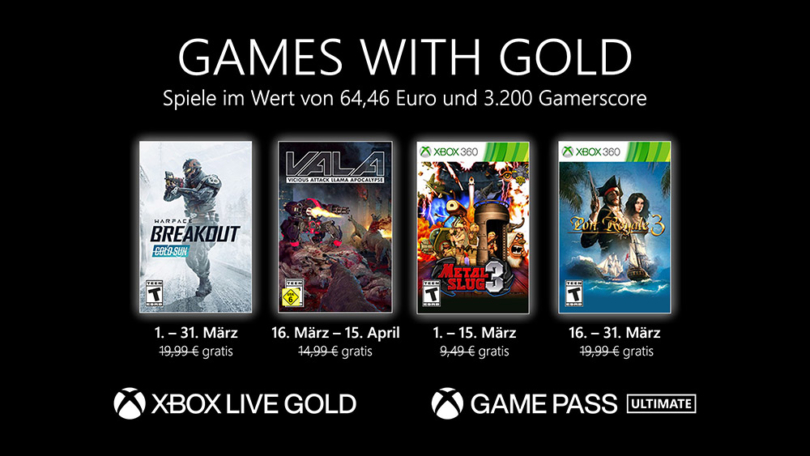 Games with Gold: Diese Spiele gibt es im März gratis