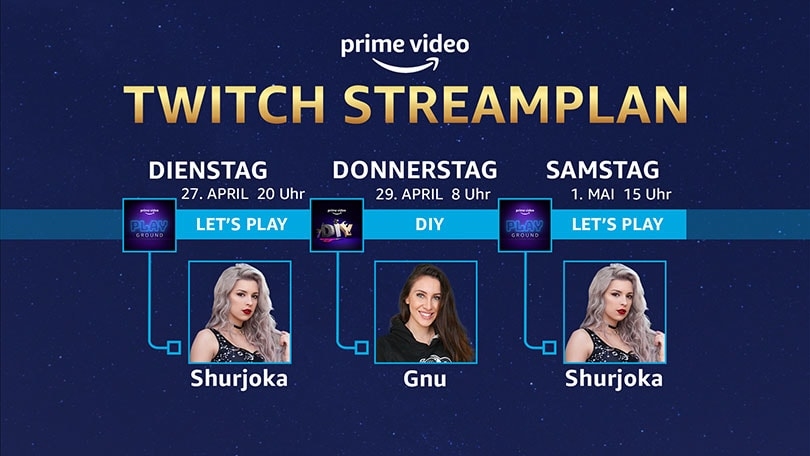 Frauenpower bei Amazon Prime Video: Gnu, Reved und Shurjoka hosten deutschen Twitch-Channel