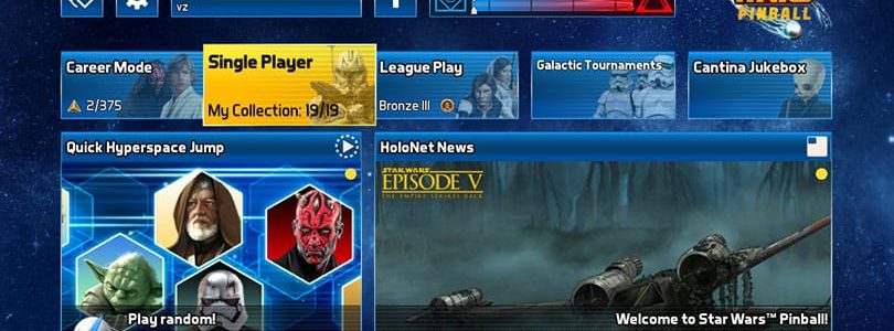 Star Wars Pinball: GUI Screenshot