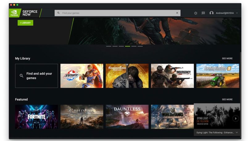 Nvidia Geforce Now: Ui